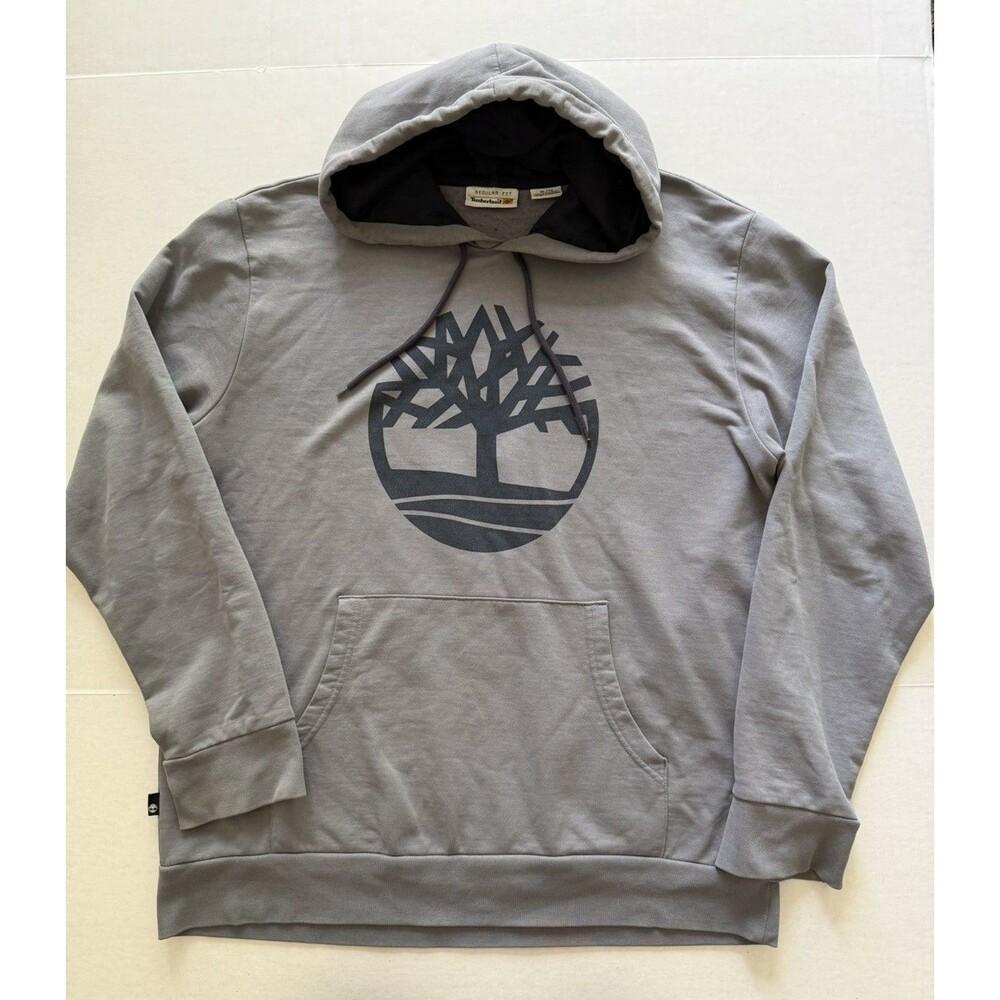 Timberland Men’s Tree Logo Hoodie Sweatshirt XL Gray Navy Blue Classic